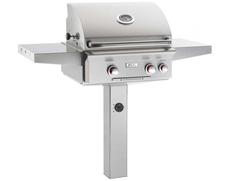 American Outdoor Grill T-Series 24-Inch 2-Burner Natural Gas Grill On In-Ground Post With Rotisserie - 24NGT