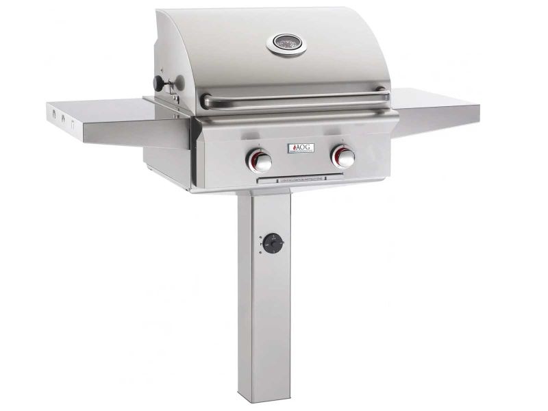American Outdoor Grill T-Series 24-Inch 2-Burner Natural Gas Grill On In-Ground Post - 24NGT-00SP