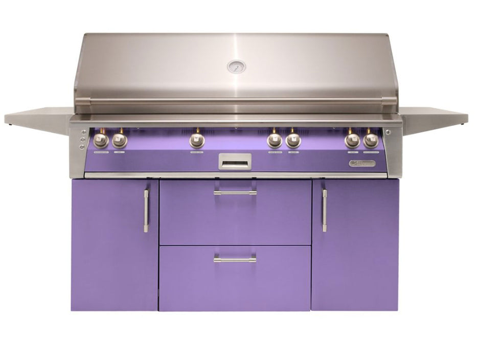 Alfresco ALXE 56-Inch Freestanding All Grill With Sear Zone And Rotisserie in Lilac Blue - ALXE-56BFGC-S4005