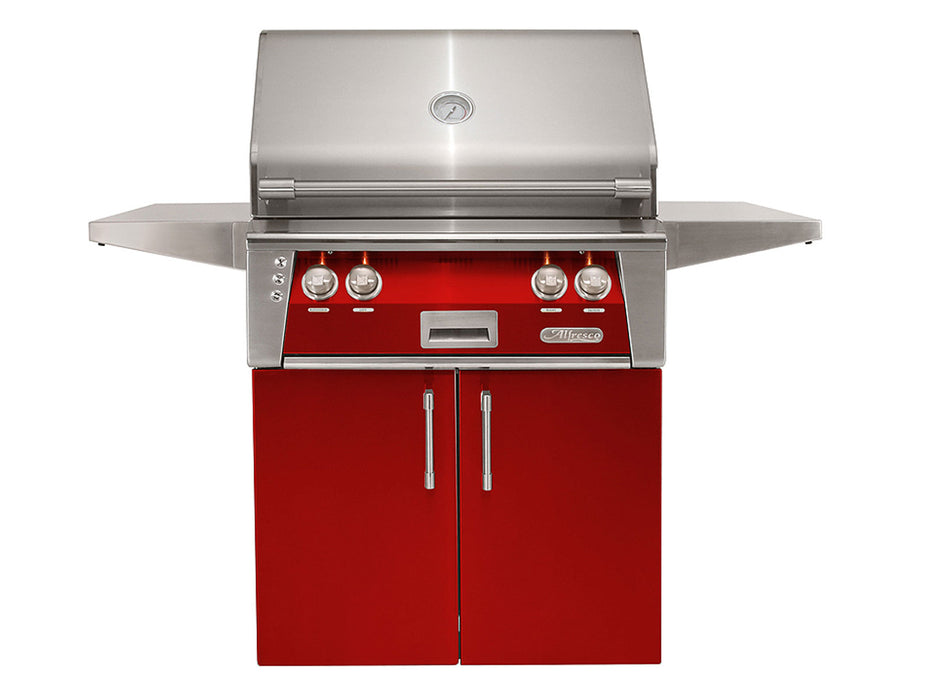Alfresco ALXE 30-Inch Freestanding Grill With Rotisserie in Carmine Red - ALXE-30C-S3002