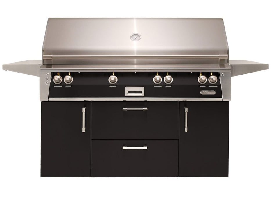 Alfresco ALXE 56-Inch Freestanding All Grill With Sear Zone And Rotisserie in Jet Black Gloss - ALXE-56BFGC-S9005