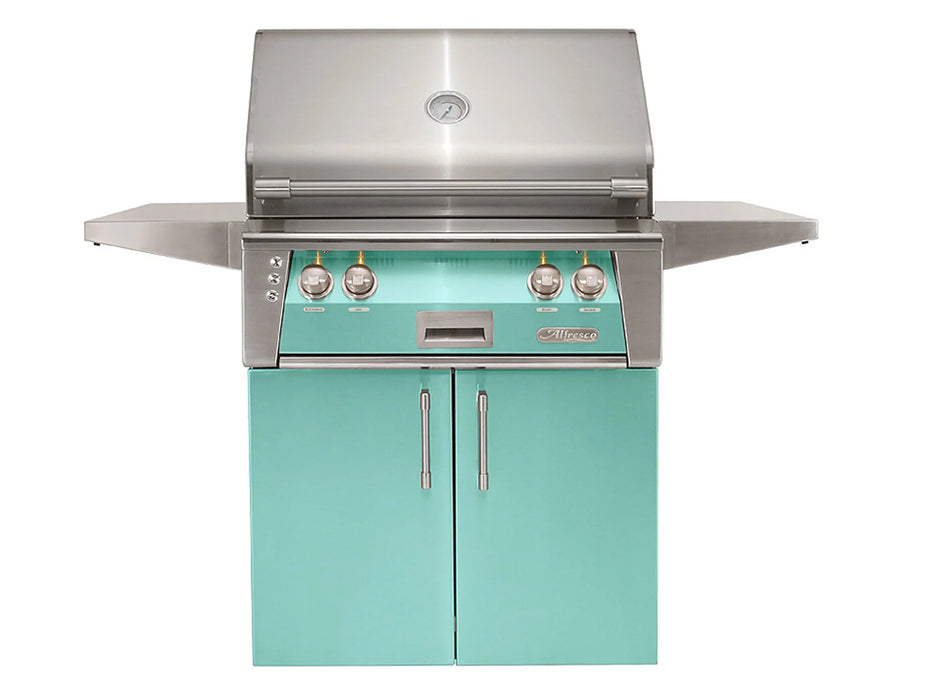 Alfresco ALXE 30-Inch Freestanding Grill Sear Zone And Rotisserie in Light Green- ALXE-S6027