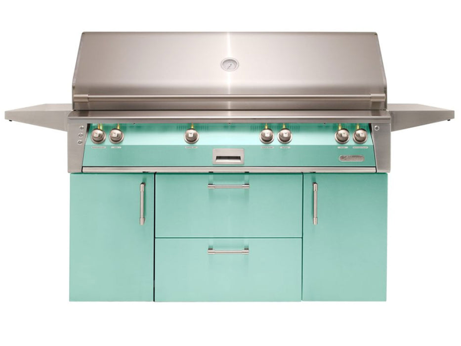 Alfresco ALXE 56-Inch Freestanding All Grill With Sear Zone And Rotisserie in Light Green - ALXE-56BFGC-S6027