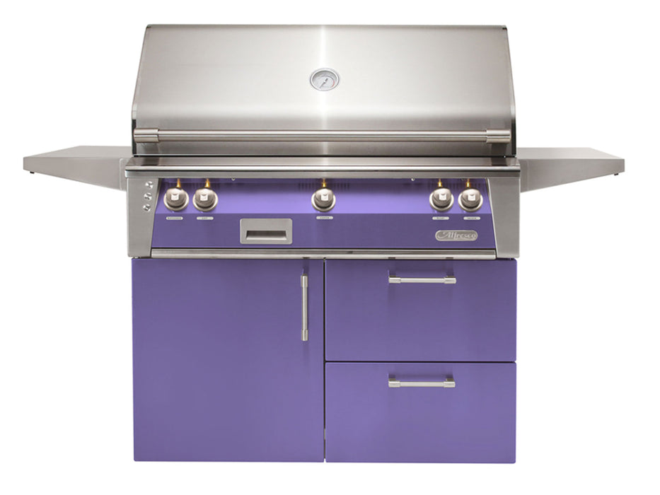 Alfresco ALXE 42-Inch Freestanding Grill On Deluxe Cart With Sear Zone And Rotisserie in Lilac Blue - ALXE-42SZCD-S4005