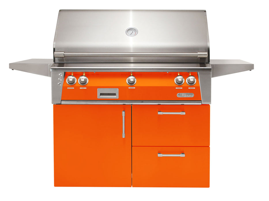 Alfresco ALXE 42-Inch Freestanding Grill On Deluxe Cart With Sear Zone And Rotisserie in Luminous Orange - ALXE-42SZCD-S2005