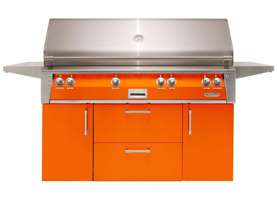 Alfresco ALXE 56-Inch Freestanding All Grill With Sear Zone And Rotisserie in Luminous Orange - ALXE-56BFGC-S2005