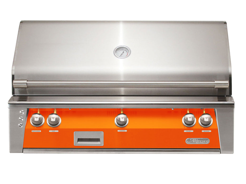 Alfresco ALXE 42-Inch Built-In Grill With Rotisserie in Luminous Orange - ALXE-42-S2005