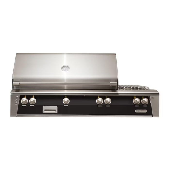 Alfresco ALXE 56-Inch Built-In Deluxe Grill With Sear Zone, Rotisserie, And Side Burner in Jet Black Matte- ALXE-56SZ-SM9005