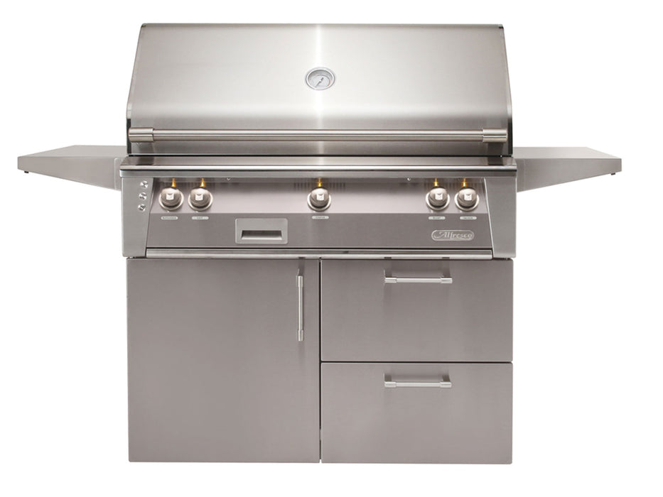 Alfresco ALXE 42-Inch Freestanding Grill On Deluxe Cart With Rotisserie in Signal Grey - ALXE-42CD-S7004