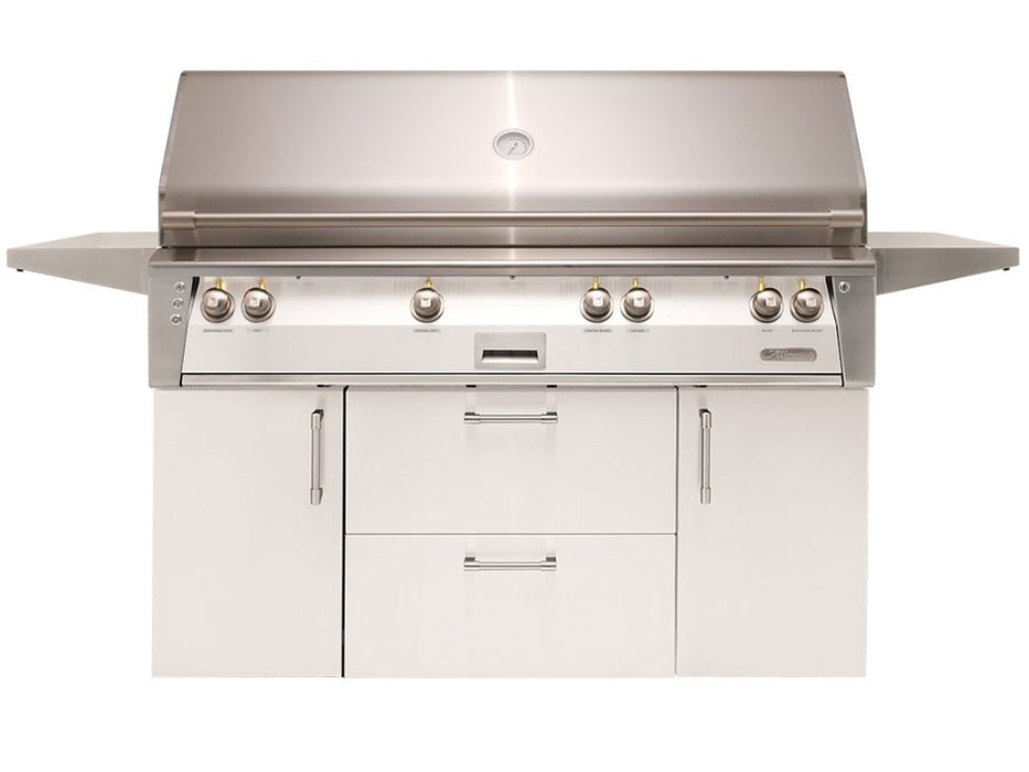 Alfresco ALXE 56-Inch Freestanding All Grill With Sear Zone And Rotisserie in Signal White Gloss - ALXE-56BFGC-S9003