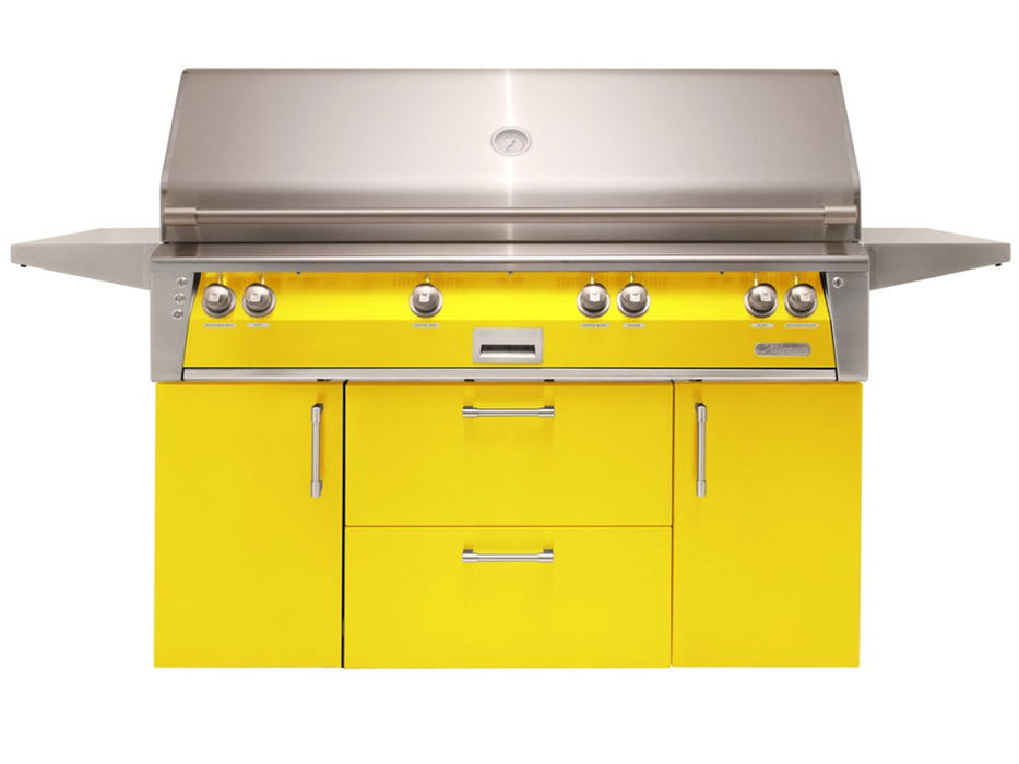 Alfresco ALXE 56-Inch Freestanding All Grill With Sear Zone And Rotisserie in Traffic Yellow - ALXE-56BFGC-S1023