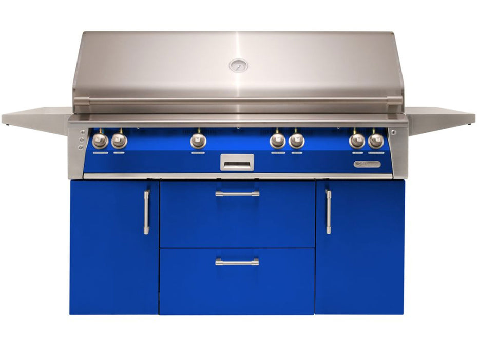 Alfresco ALXE 56-Inch Freestanding All Grill With Sear Zone And Rotisserie in Ultramarine Blue - ALXE-56BFGC-S5002
