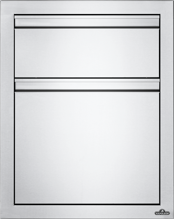 Napoleon 18-Inch Stainless Steel Double Drawer with Waste Bin