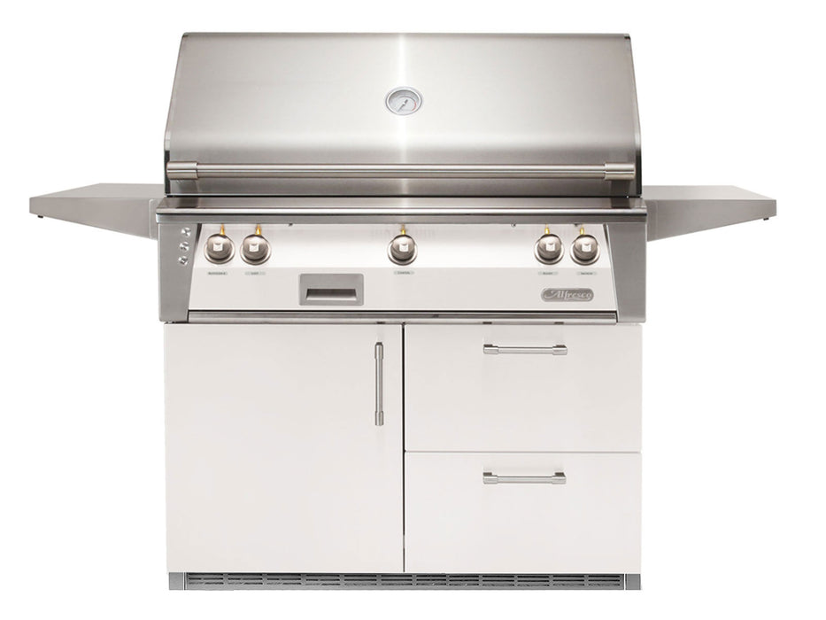 Alfresco ALXE 42-IncAlfresco ALXE 42-Inch Freestanding Grill On Refrigerated Cart With Sear Zone And Rotisserie in Signal White Gloss - ALXE-42SZRFG-S9003