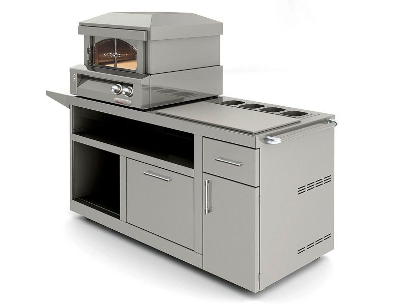 Alfresco Countertop Gas Pizza Oven on Deluxe Pizza Oven Prep Cart
