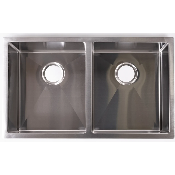 32" Double Bowl 50/50 Undermount Square Sink, Stainless Steel - CDS-D3255