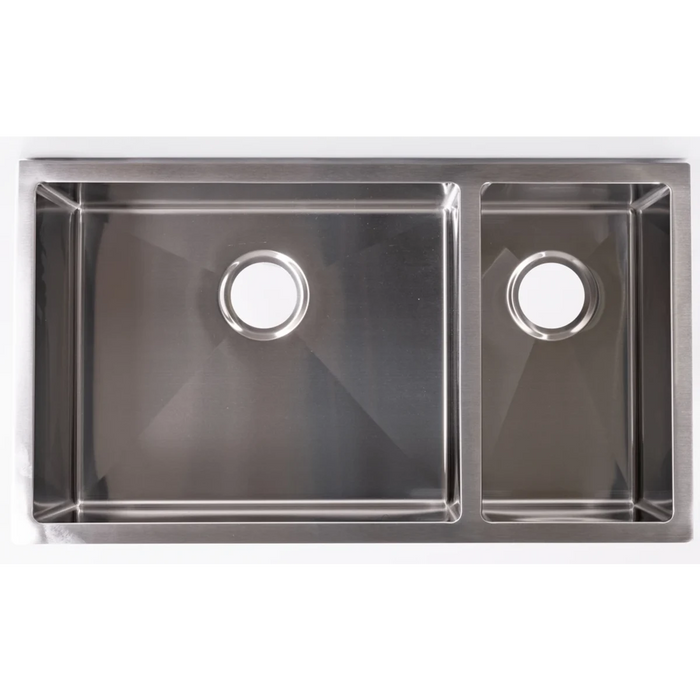 Cameo 32" Double Bowl 70/30 Undermount Square Sink, Stainless Steel - CDS-D3273