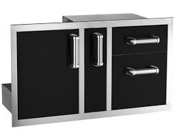 Fire Magic Echelon Flush 36-Inch Black Access Door With Platter Storage And Double Drawer With Soft Close - 53816BSC