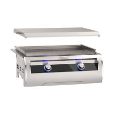 Fire Magic Echelon Diamond E660i Black Glass Built-In Gourmet Griddle w/ Stainless Steel Cover - E660I-1T4