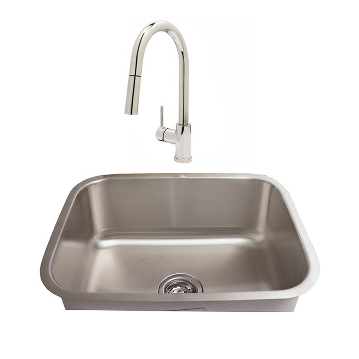 RCS 23 X 18 18-Gauge Single Bowl Stainless Steel Undermount Sink With Hot/Cold Faucet - RSNK2