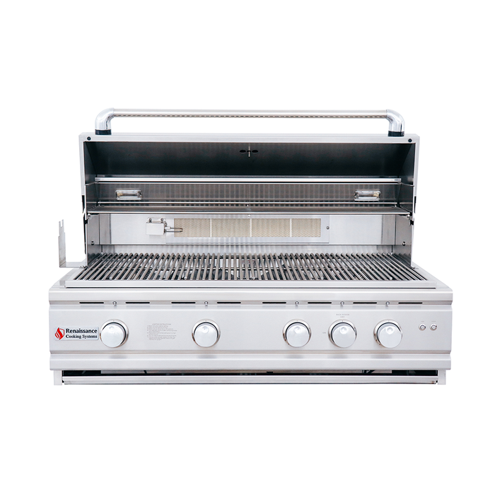 RCS Cutlass Pro 38 Inch Built-In Gas Grill w/ Ceramic Briquette Tray Flame Tamers - RON38B