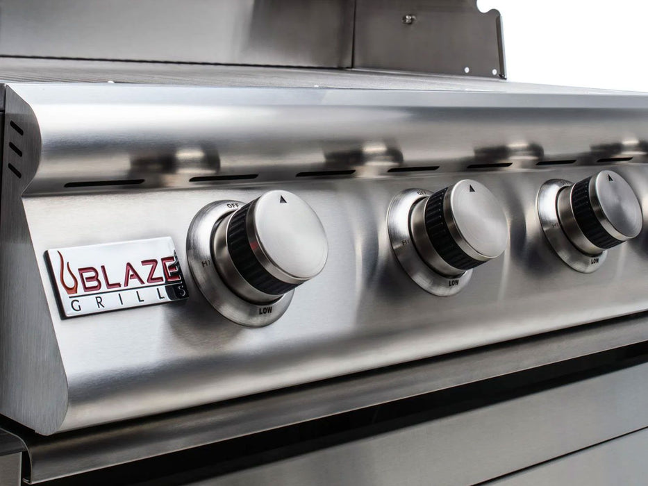 Blaze Premium LTE+ 40-Inch 5-Burner Gas Grill w/ Lift-Assist Hood & Rear Infrared Burner - BLZ-5LTE3+BLZ-5-CART-SC