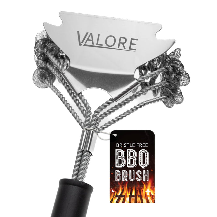 Valore Safe Bristle Free BBQ Grill Brush & Scraper Combo