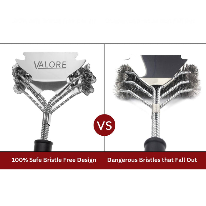 Valore Safe Bristle Free BBQ Grill Brush & Scraper Combo
