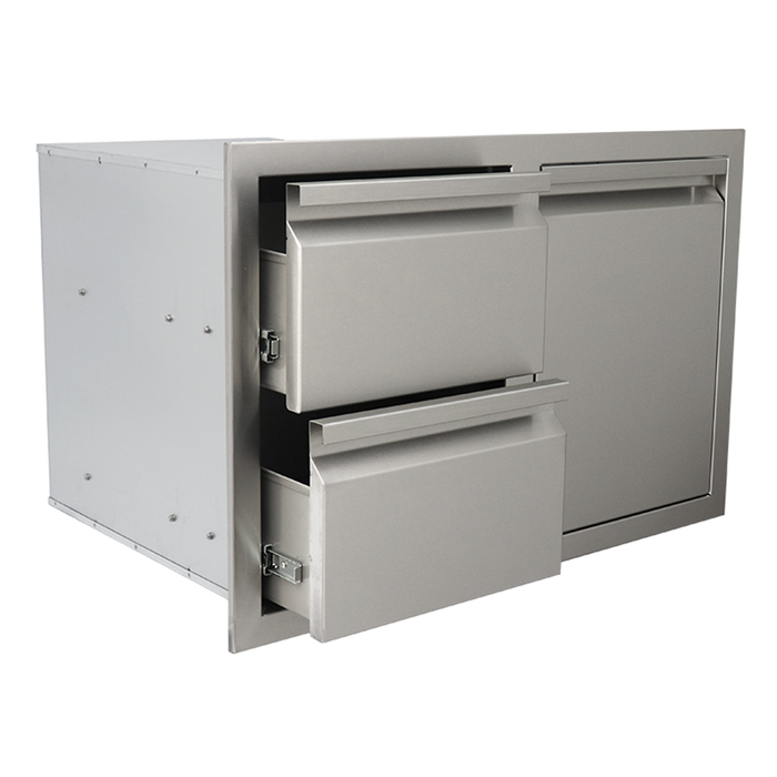 RCS Valiant Series 30-Inch Stainless Steel Enclosed Double Storage Drawer & Propane Drawer Combo - VDCL1
