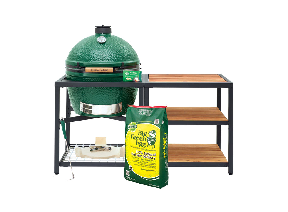 XL Big Green Egg in Modular Nest with Expansion and 3 Acacia Inserts Package