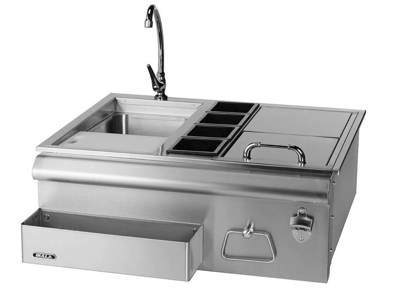 Bull 30-Inch Stainless Steel Slide-In Bar Center with Ice Chest & Sink - 97623