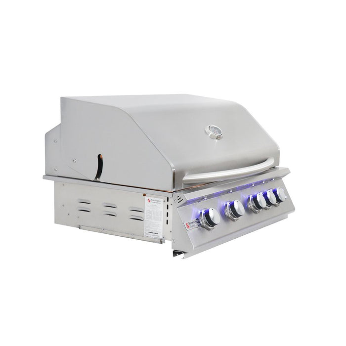 RCS Premier Series 32-Inch 4-Burner Built-In Natural Gas Grill With Rear Infrared Burner & Grill Lights - RJC32AL