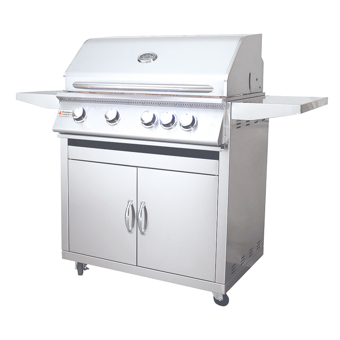 RCS Premier Series 32-Inch 4-Burner Built-In Natural Gas Grill With Rear Infrared Burner & Grill Lights - RJC32AL