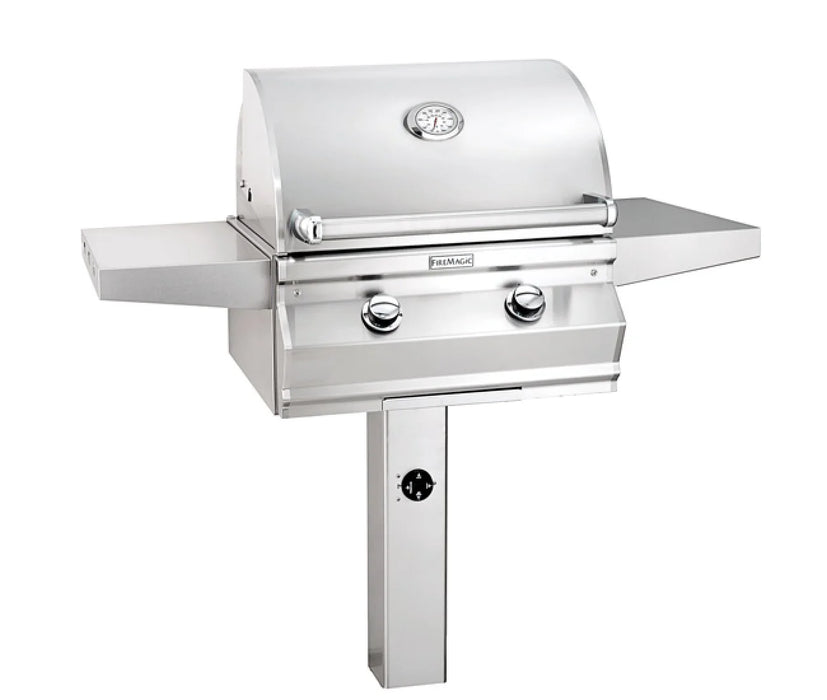 Fire Magic Choice C430S 24-Inch Gas Grill With Analog Thermometer On In-Ground Post - C430S-RT1-G6