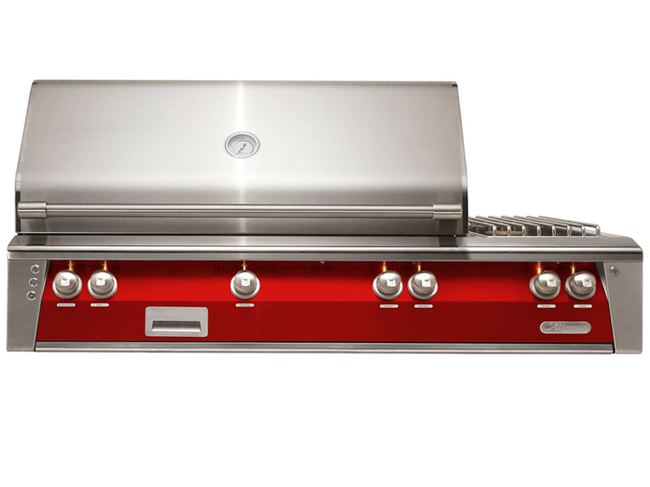 Alfresco ALXE 56-Inch Built-In Grill With Rotisserie And Side Burner in Carmine Red - ALXE - S3002