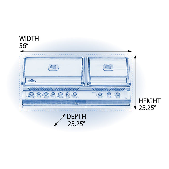 Napoleon Prestige PRO 825 6-Burner Built-in Gas Grill w/ Rotisserie & Power Burner