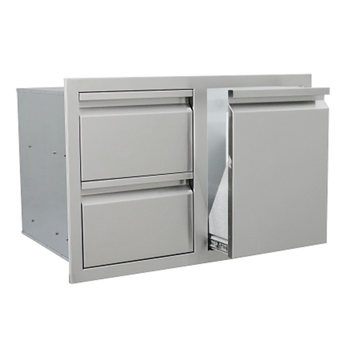RCS Valiant Series 30-Inch Stainless Steel Enclosed Double Storage Drawer & Propane Drawer Combo - VDCL1