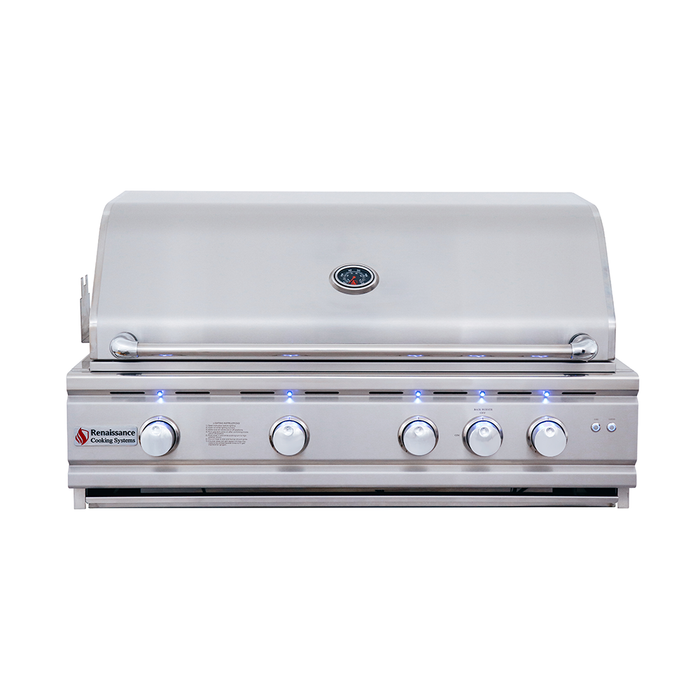 RCS Cutlass Pro 38 Inch Built-In Gas Grill w/ Ceramic Briquette Tray Flame Tamers - RON38B