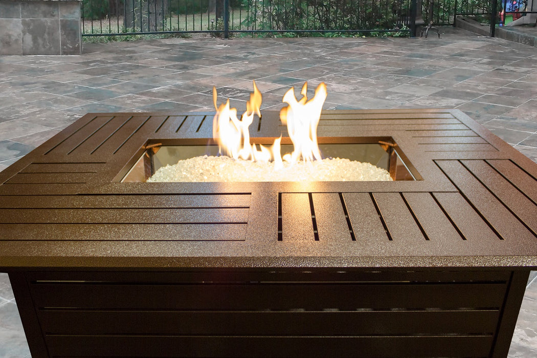 AZ Patio Heaters 49.5 in. Rectangle Slatted Aluminum Firepit - Hammered Bronze