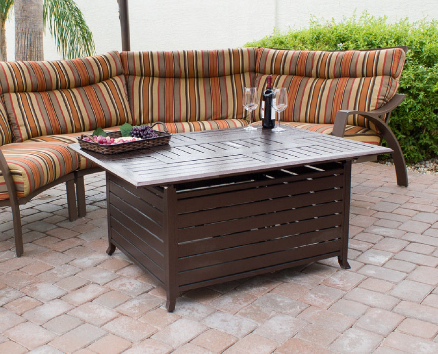 AZ Patio Heaters 49.5 in. Rectangle Slatted Aluminum Firepit - Hammered Bronze