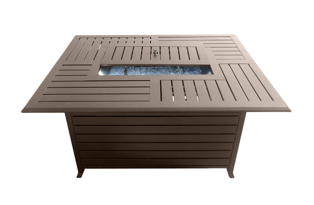 AZ Patio Heaters 49.5 in. Rectangle Slatted Aluminum Firepit - Hammered Bronze