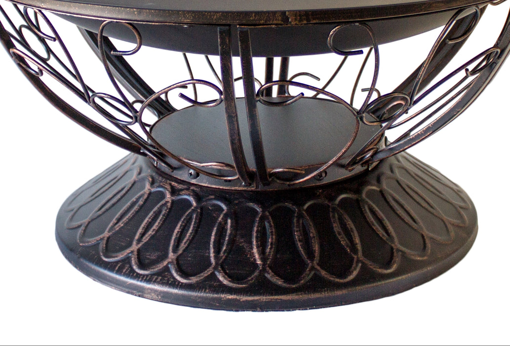 AZ Patio Heaters Scroll Design Wood Burning Firepit - Black