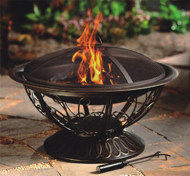 AZ Patio Heaters Scroll Design Wood Burning Firepit - Black