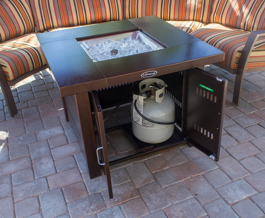 AZ Patio Heaters 38 Inch Square Stainless Steel Propane Fire Pit Table in Bronze