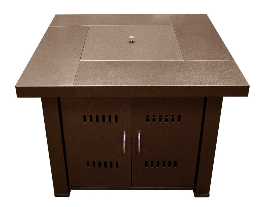 AZ Patio Heaters 38 Inch Square Stainless Steel Propane Fire Pit Table in Bronze