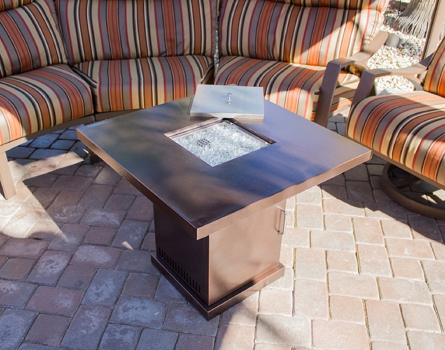 AZ Patio Heaters 30 Inch Square Propane Fire Pit - Hammered Bronze
