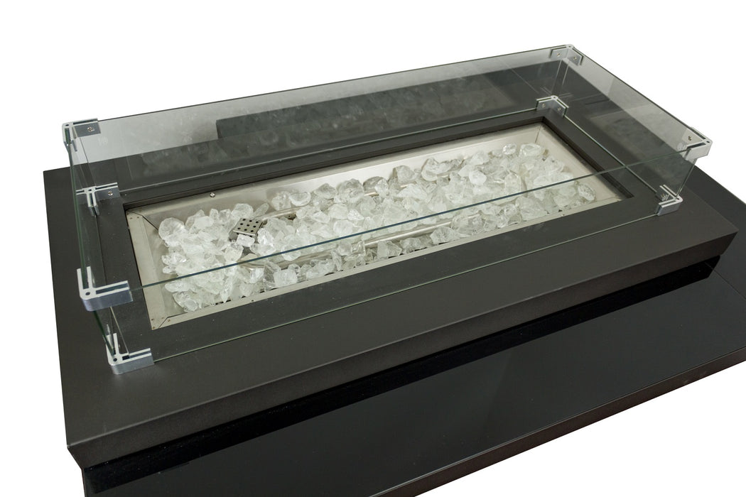 AZ Patio Heaters Two Tiered Glass Top Propane Fire Pit - Black/Mocha