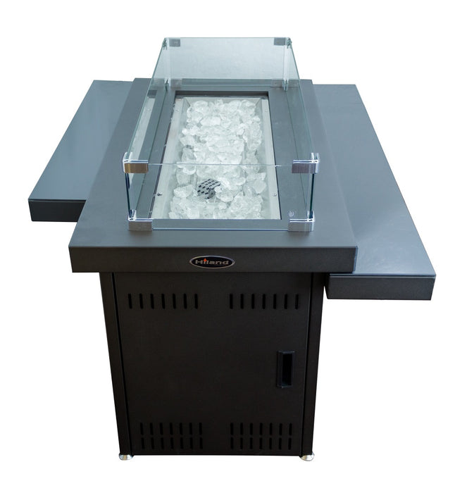 AZ Patio Heaters Two Tiered Glass Top Propane Fire Pit - Black/Mocha