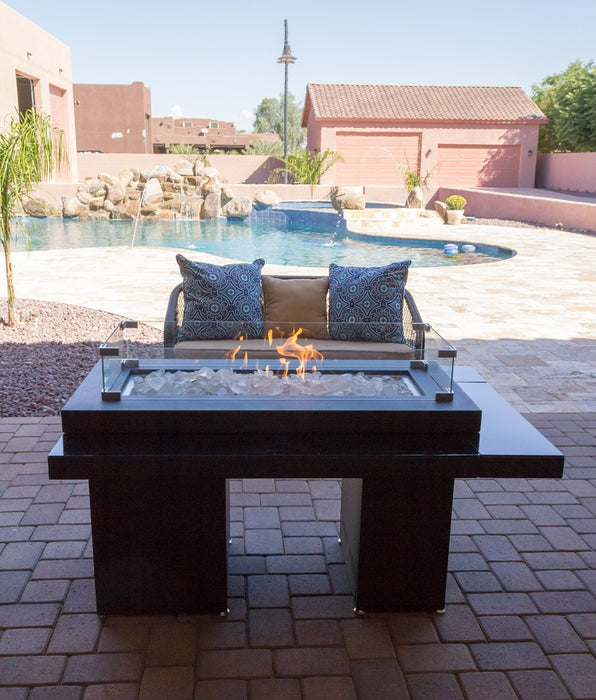 AZ Patio Heaters Two Tiered Glass Top Propane Fire Pit - Black/Mocha