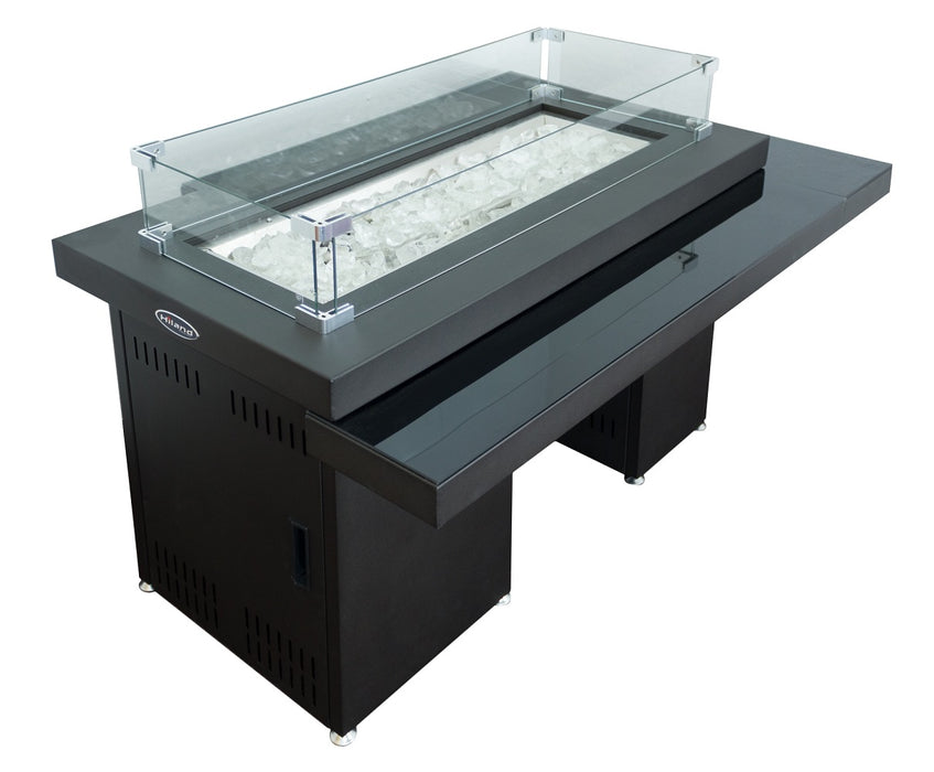 AZ Patio Heaters Two Tiered Glass Top Propane Fire Pit - Black/Mocha